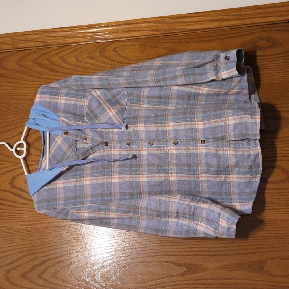 Hooded Button Down Shirt XL